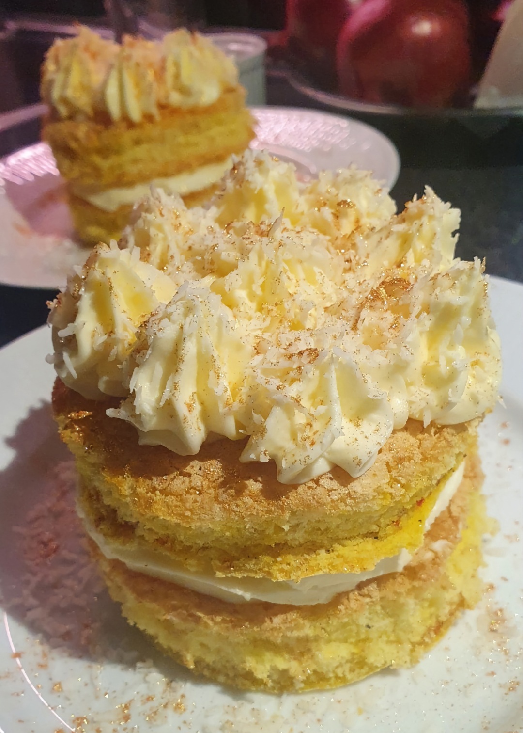 Saffron cake with cream cheese frosting